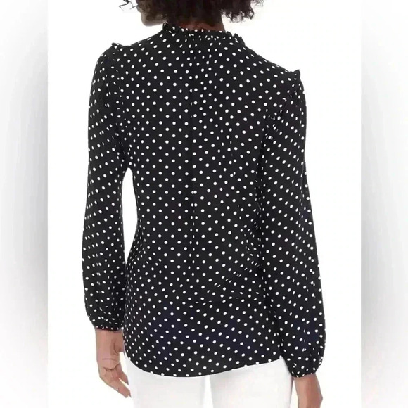 Tommy Hilfiger Womens Polkadot Navy/White Ruffle Blouse Size Small - Picture 11 of 11